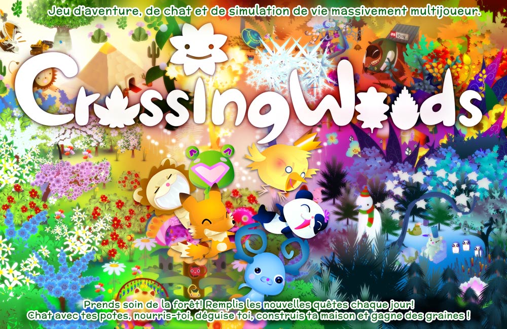 crossingwoods jeu d'aventure et de simulation de vie massivement multijoueur.